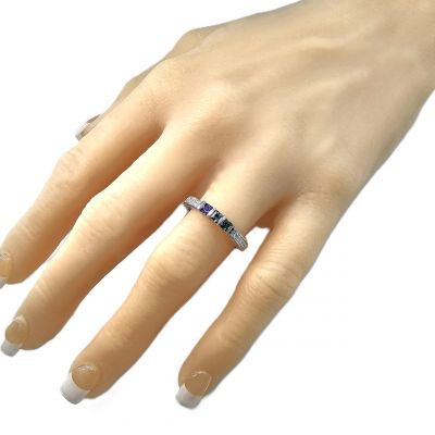 NANA Jewels Princess w/CZs on 3 sides Mother&#039;s Rings 1-6 Stone in Sterling Silver, 10k or 14k, White Yellow or Rose Gold