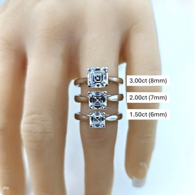 NANA Jewels 1.50 to 3.00ct Asscher Cut simulated Diamond Engagement Ring 10K-14K-Sterling Silver Lucita