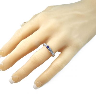NANA Straight Bar w/Sides Couples 2 Stone Ring w/Simulated Birthstones Silver, 10K or 14K Gold