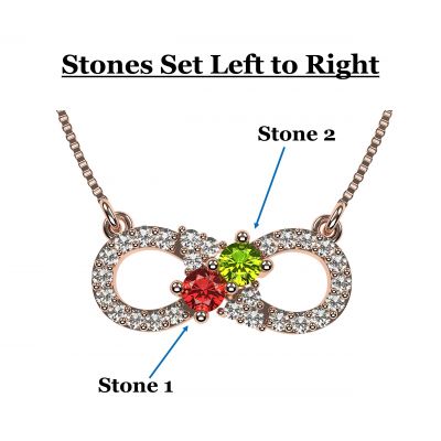 NANA Infinity Couples 2 Stones Pendant w/His and Hers Pure Brilliance Simulated Birthstones &amp; 18&quot; Adj. Chain