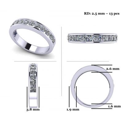 Anniversary Band Ring Channel Set w/ 0.75ctw Pure Brilliance Zirconia in Silver, 10K, or 14K Gold