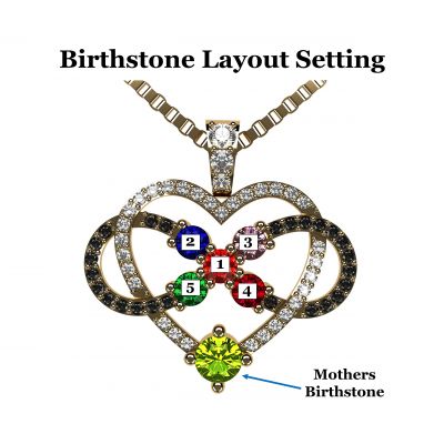 NANA Jewels Infinity Love Mother &amp; Child Necklace w/ 1-5 Simulated Birthstones in Silver, 10K, or 14K Gold (B)