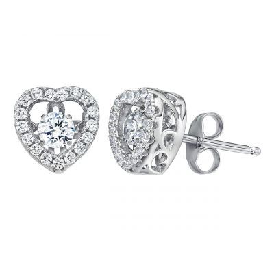 Heart Dancing Gemstone Earrings in Sterling Silver made w/ Pure Brilliance Zirconia