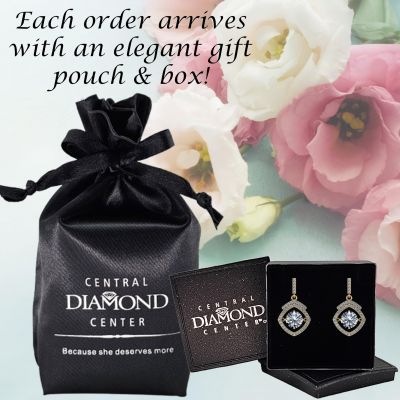 NANA Jewels Sterling Silver &amp; CZ Square Cushion shape &quot;Dancing Diamond&quot; Earrings