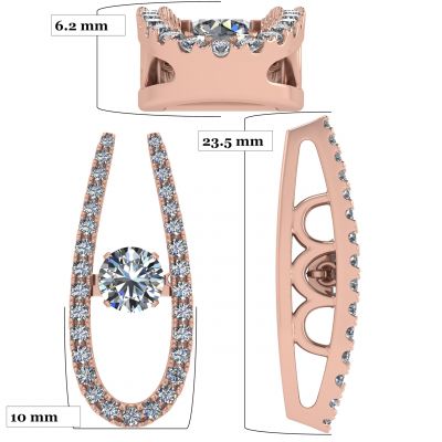 &quot;U&quot; Shape Dancing Stone Necklace Pendant in Sterling Silver made with Pure Brilliance Zirconia
