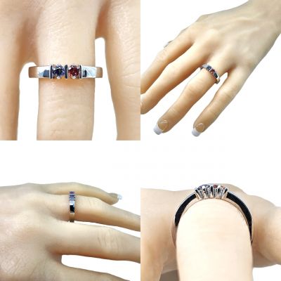 NANA Straight Bar Couples 2 Stone Ring w/Simulated Birthstones in Silver, 10K or 14K Gold