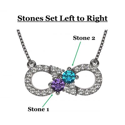 NANA Infinity Couples 2 Stones Pendant w/His and Hers Pure Brilliance Simulated Birthstones &amp; 18&quot; Adj. Chain
