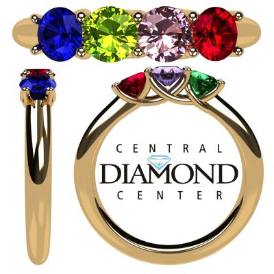 NANA Jewels Lucita Mother&#039;s Ring with 1 to 6 Birthstones in Sterling Silver, 10k or 14k white, Yellow or Rose Gold
