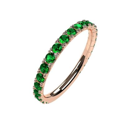 Central Diamond Center Sterling Silver Stackable Birthstone Ring Band w/ All Rounds Simulated Birthstones, Gold Plated
