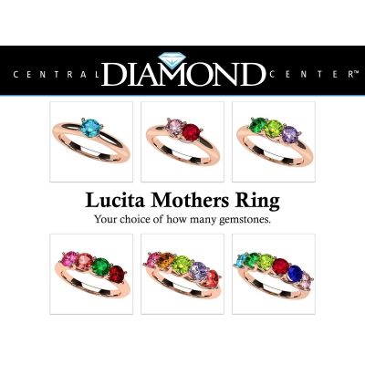 NANA Jewels Lucita Mother&#039;s Ring with 1 to 6 Birthstones in Sterling Silver, 10k or 14k white, Yellow or Rose Gold