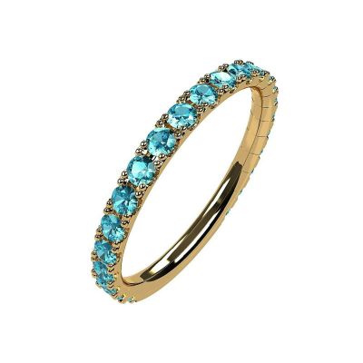 NANA Sterling Silver Stackable Birthstone Ring Band w/ All Rounds Simulated Birthstones, Gold Plated