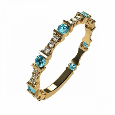 NANA Sterling Silver Stackable Birthstone Ring Band w/ Round Cut Simulated Birthstones, Gold Plated