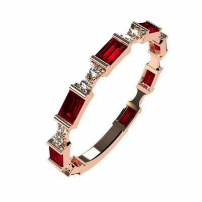 Central Diamond Center Stackable Birthstone Ring Band w/ Simulated Birthstones, Sterling Silver