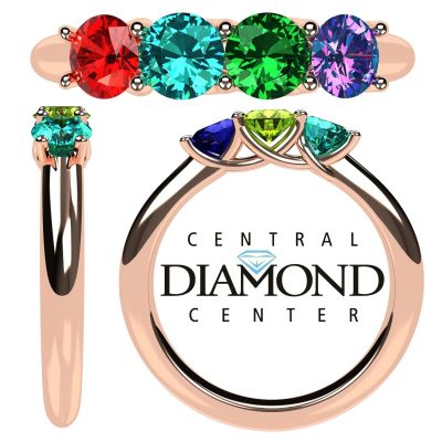 NANA Jewels Lucita Mother&#039;s Ring with 1 to 6 Birthstones in Sterling Silver, 10k or 14k white, Yellow or Rose Gold