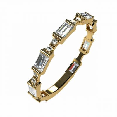 Central Diamond Center Stackable Birthstone Ring Band w/ Simulated Birthstones, Sterling Silver