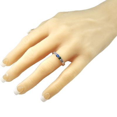 NANA Shared Prong Couples 2 Stone Ring w/Simulated Birthstones Sterling Silver, 10K or 14K Gold