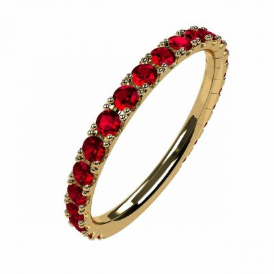 Central Diamond Center Sterling Silver Stackable Birthstone Ring Band w/ All Rounds Simulated Birthstones, Gold Plated