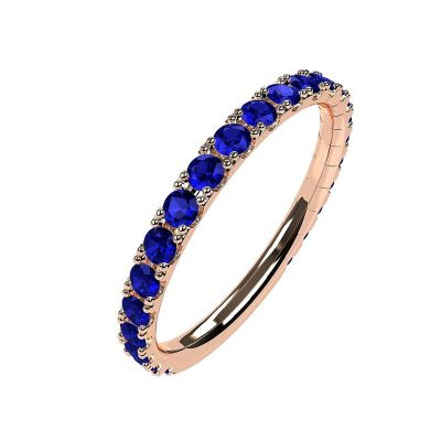 Central Diamond Center Sterling Silver Stackable Birthstone Ring Band w/ All Rounds Simulated Birthstones, Gold Plated