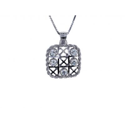 Sterling Silver TIC-TAC-TOE Pendant Necklace