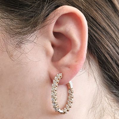 Zsa Zsa Oval Hoop Earrings Simulated Diamond-Silver Hoop Earrings Pure Brilliance Zirconia white-yellow &amp; rose