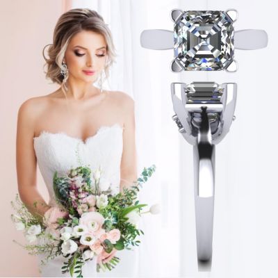 NANA Jewels 1.50 to 3.00ct Asscher Cut simulated Diamond Engagement Ring 10K-14K-Sterling Silver Lucita