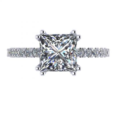 Princess Cut Solitaire CZ Engagement Ring made in 14K Solid Gold w/Pure Brilliance Zirconia 1.50ct-3.00ct