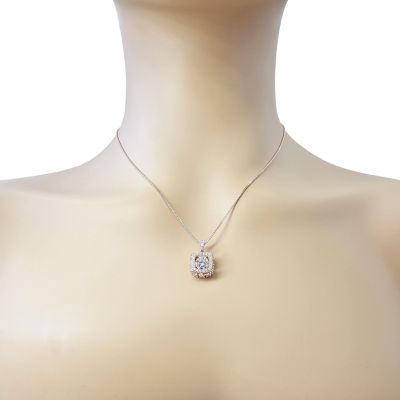 Rhombus Dancing Stone Necklace w/Pure Brilliance Zirconia in Sterling Silver