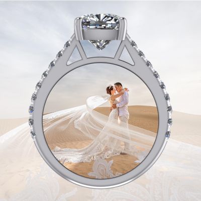 Central Diamond Center VOUS Solitaire Engagement Rings w/Sides Series in Solid Sterling Silver with Pure Brilliance Zirconia