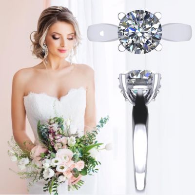 NANA Jewels NANA Sterling Silver Round Brilliant Cut Lucita Solitaire Engagement Wedding Ring Made with Pure Brilliance Zirconia