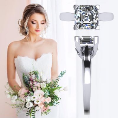 NANA Jewels 1.50 to 3.00ct Asscher Cut simulated Diamond Engagement Ring 10K-14K-Sterling Silver Lucita