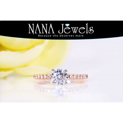 NANA 1.0-4.0ct  Pure Brilliance Zirconia Round Brilliant Cut CZ Solitaire Engagement Ring 14kt Gold