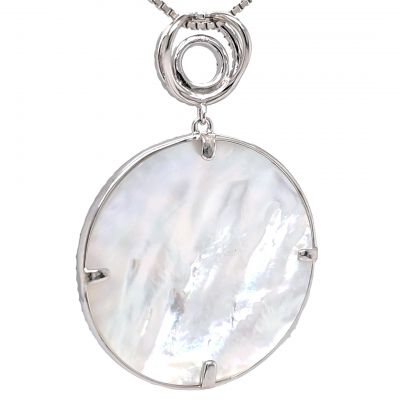 Sterling Silver CZ &amp; Mother of Pearl Tree of Life Pendant Necklace or Earrings