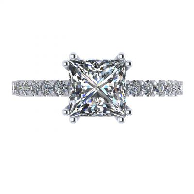 Princess Cut Solitaire CZ Engagement Ring made in 14K Solid Gold w/Pure Brilliance Zirconia 1.50ct-3.00ct