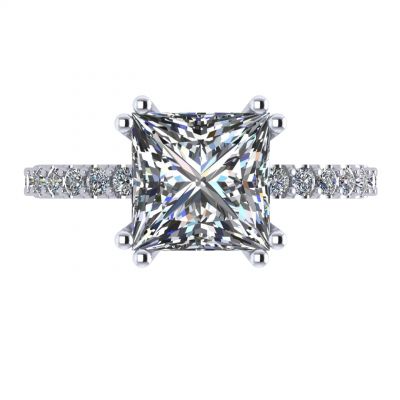 Princess Cut Solitaire CZ Engagement Ring made in 14K Solid Gold w/Pure Brilliance Zirconia 1.50ct-3.00ct