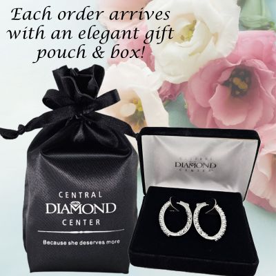 Zsa Zsa Oval Hoop Earrings Simulated Diamond-Silver Hoop Earrings Pure Brilliance Zirconia white-yellow &amp; rose