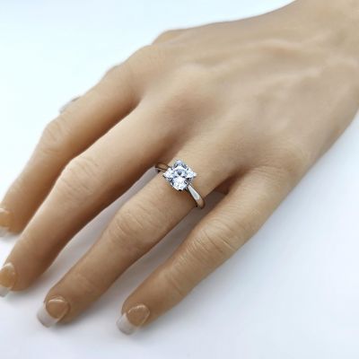 NANA Jewels Cushion Cut Simulated Diamond Solitaire Engagement ring Lucita style 1.5 to 3.0 carat Pure Brilliance Zirconia