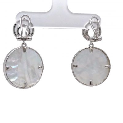 Sterling Silver CZ &amp; Mother of Pearl Tree of Life Pendant Necklace or Earrings