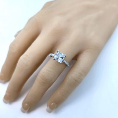 Princess Cut Solitaire CZ Engagement Ring made in 14K Solid Gold w/Pure Brilliance Zirconia 1.50ct-3.00ct