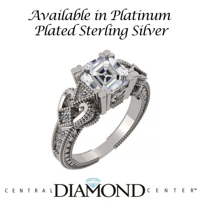 NANA Jewels Asscher Cut Engagement Ring, Pure Brilliance Cubic Zirconia in Sterling Silver, Solid 10k or 14k Gold