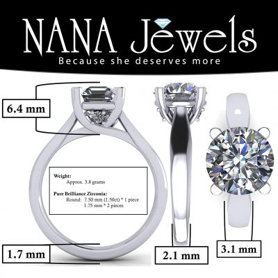 NANA Jewels NANA Sterling Silver Round Brilliant Cut Lucita Solitaire Engagement Wedding Ring Made with Pure Brilliance Zirconia