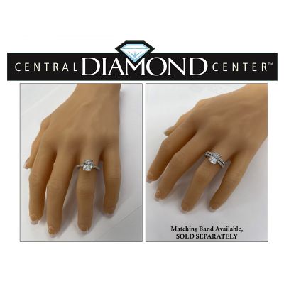 Central Diamond Center VOUS Solitaire Engagement Rings w/Sides Series in Solid Sterling Silver with Pure Brilliance Zirconia