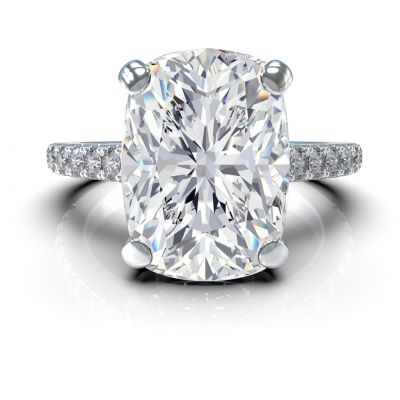 Central Diamond Center VOUS Solitaire Engagement Rings w/Sides Series in Solid Sterling Silver with Pure Brilliance Zirconia