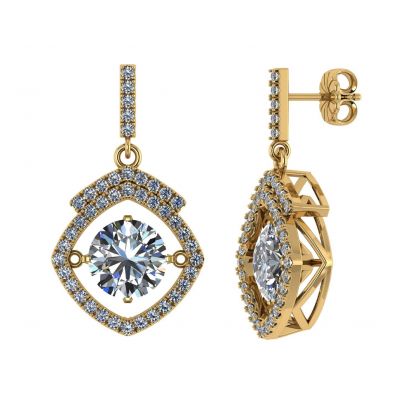 NANA Jewels Sterling Silver &amp; CZ Square Cushion shape &quot;Dancing Diamond&quot; Earrings