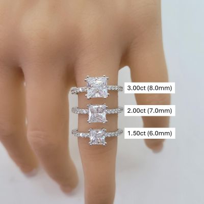 Princess Cut Solitaire CZ Engagement Ring made in 14K Solid Gold w/Pure Brilliance Zirconia 1.50ct-3.00ct