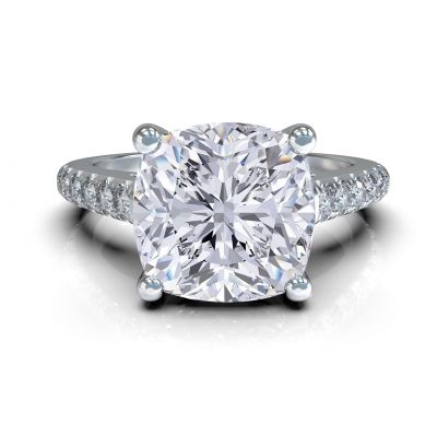 Central Diamond Center VOUS Solitaire Engagement Rings w/Sides Series in Solid Sterling Silver with Pure Brilliance Zirconia