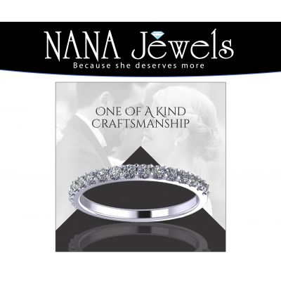 NANA Jewels Pure Brilliance Zirconia Wedding Band, Sterling Silver, 10k or 14 karat Gold, White/Yellow/Rose