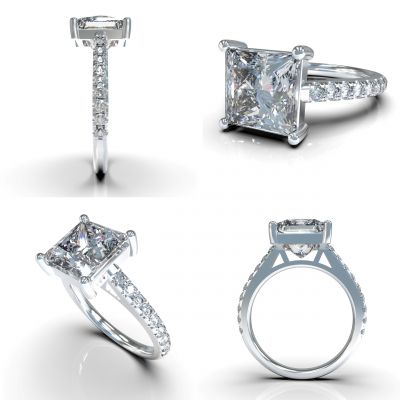 Central Diamond Center VOUS Solitaire Engagement Rings w/Sides Series in Solid Sterling Silver with Pure Brilliance Zirconia