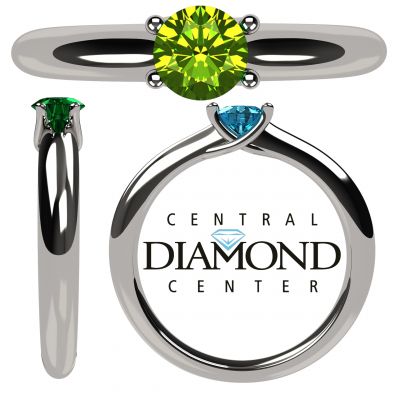 Central Diamond Center Customizable Lucita Solitaire Birthstone Ring set in 925 Sterling Silver w/Simulated Birthstone