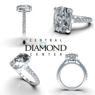 Central Diamond Center VOUS Solitaire Engagement Rings w/Sides Series in Solid Sterling Silver with Pure Brilliance Zirconia