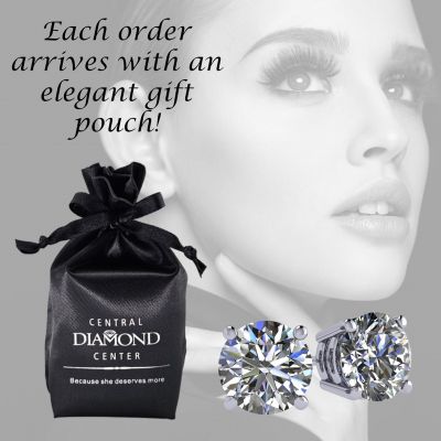 14K Solid Gold Post &amp; Sterling Silver 4 Prong Pure Brilliance Zirconia CZ Stud Earrings 1.00ctw - 8.00ctw